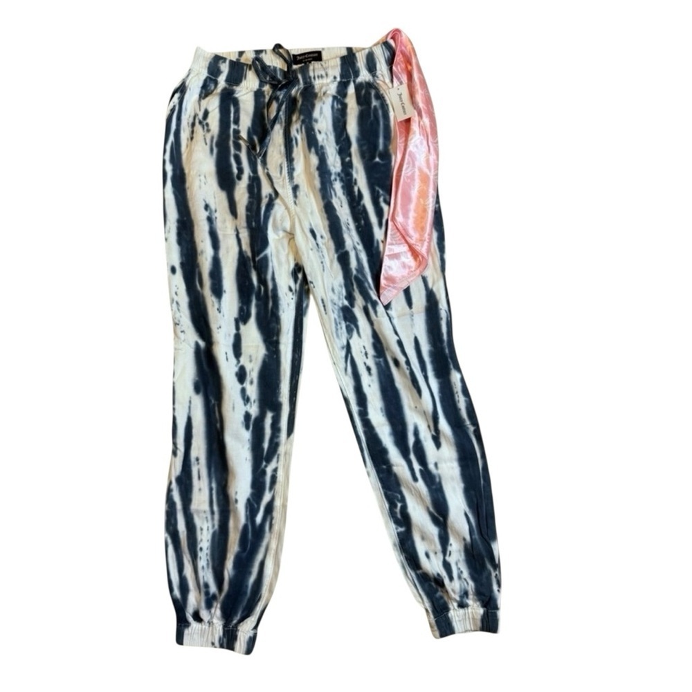 Juicy Couture Blue and White Tie-Dye Pants sz medium